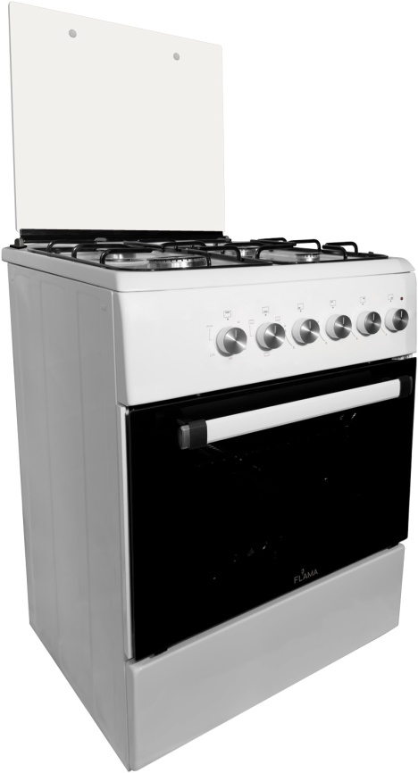Комбинированная плита Flama FK 1426 W 60 см, 4 конфорки, белый фото 5