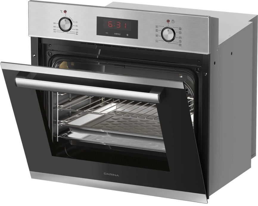 Электрический духовой шкаф Darina 1U5 BDE 112 708 X5 59 см, 65 л гриль конвекция, серебристый фото 4