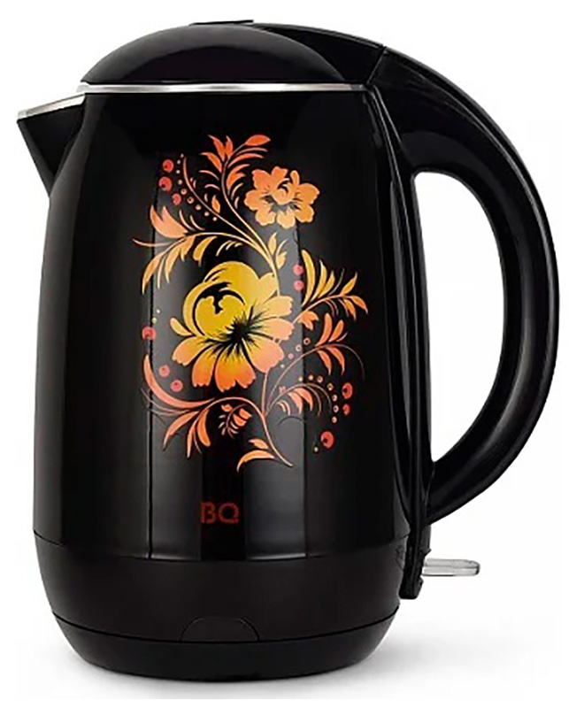 Чайник электрический BQ KT1702P, черный, цветы фото 1