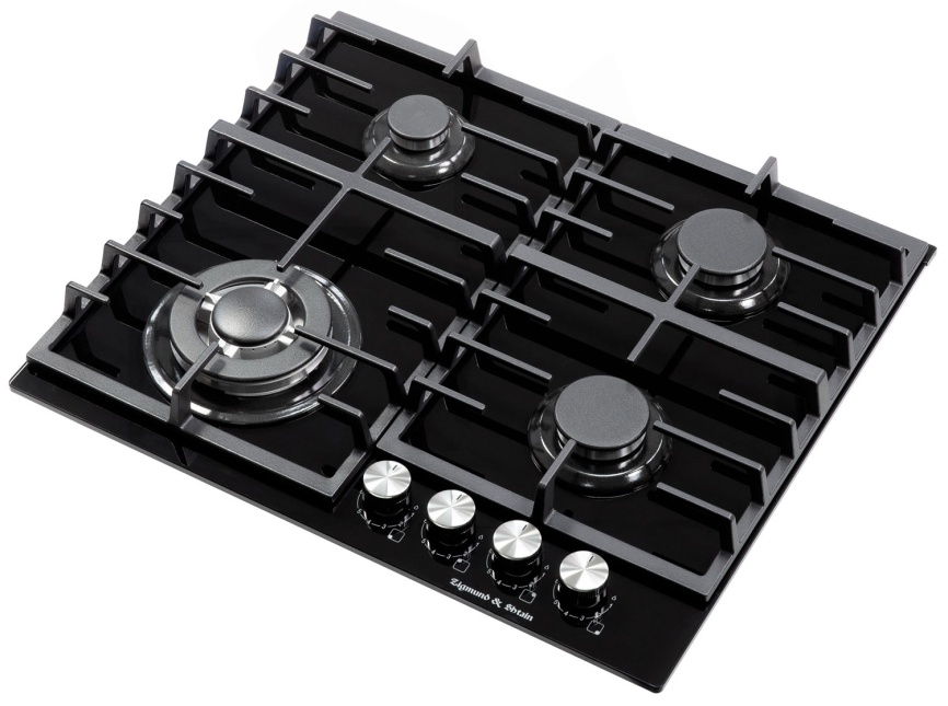 Газовая варочная панель Zigmund & Shtain M 28.6 B 28 см, 4 конфорки электроподжиг газконтроль, черный фото 2