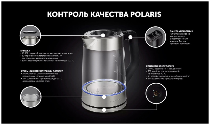 Чайник электрический Polaris PWK 1725CGLD WIFI IQ Home, матовый фото 13
