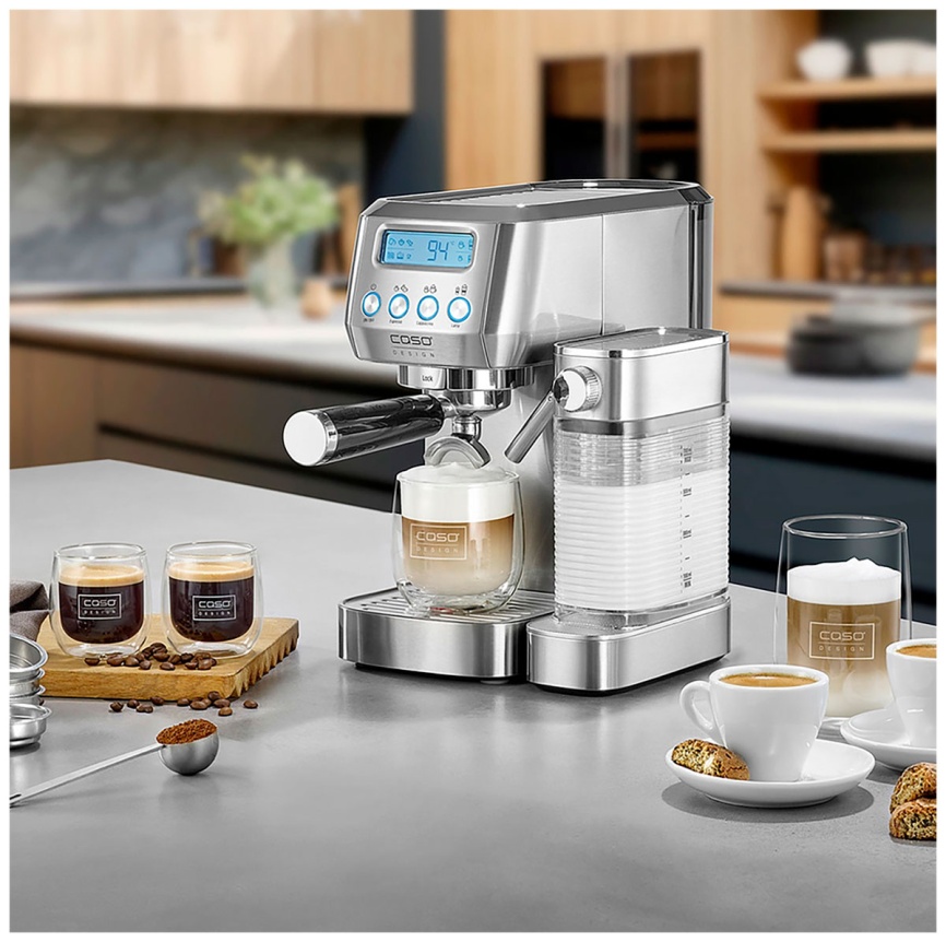 Кофеварка Caso Espresso Gourmet Latte, дисплей, с капучинатором фото 9