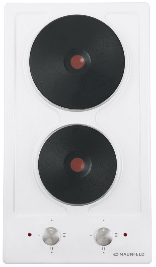 Электрическая варочная панель Maunfeld EEHE.32.4W 29 см, 2 конфорки эмаль, белый фото 1