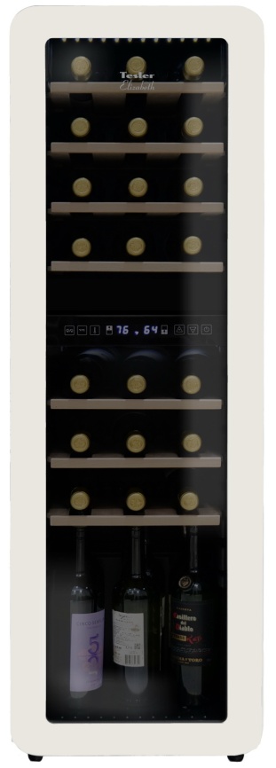 Винный шкаф Tesler CWC-308 IVORY 30 бутылок 86л с LED дисплеем, белый фото 1