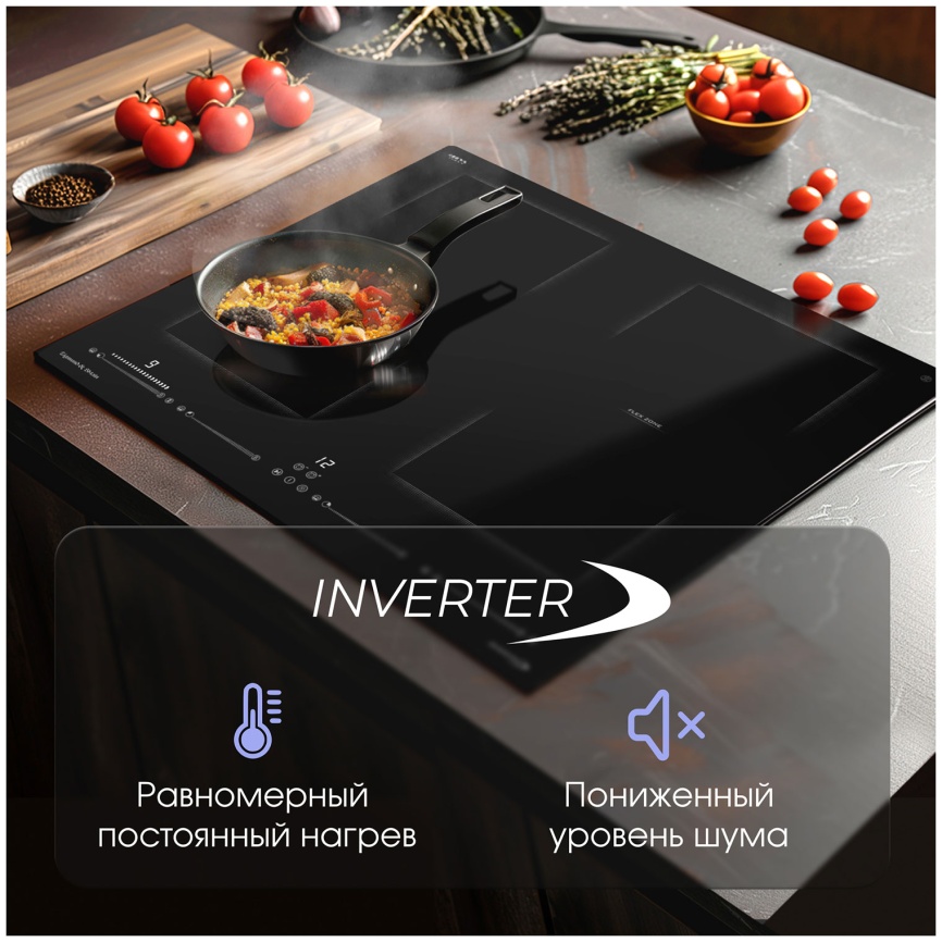 Электрическая варочная панель Zigmund & Shtain CI 69.6 B 59 см, 4 конфорки стеклокерамика, черный фото 4