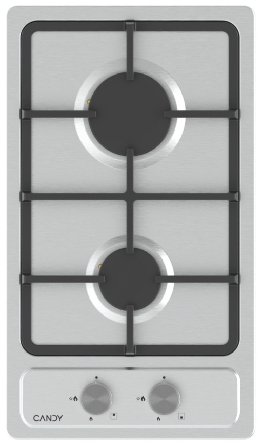 Газовая варочная панель Candy CHXM32CX 29 см, 2 конфорки электроподжиг, серебристый фото 1