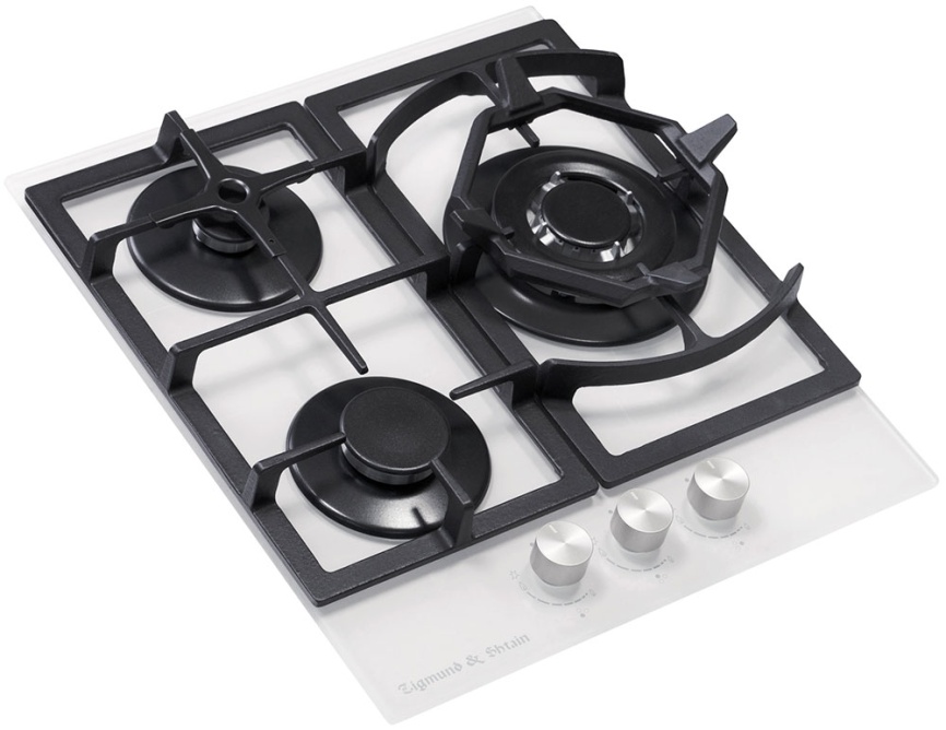 Газовая варочная панель Zigmund & Shtain M 26.4 W 46 см, 3 конфорки электроподжиг газконтроль, белый фото 3