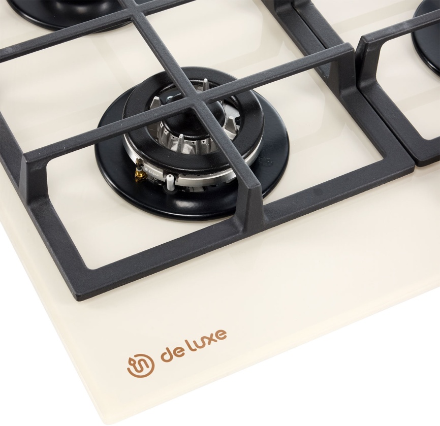 Газовая варочная панель De luxe GG4 750229F-TC-152 58 см, 4 конфорки электроподжиг газконтроль, бежевый фото 4