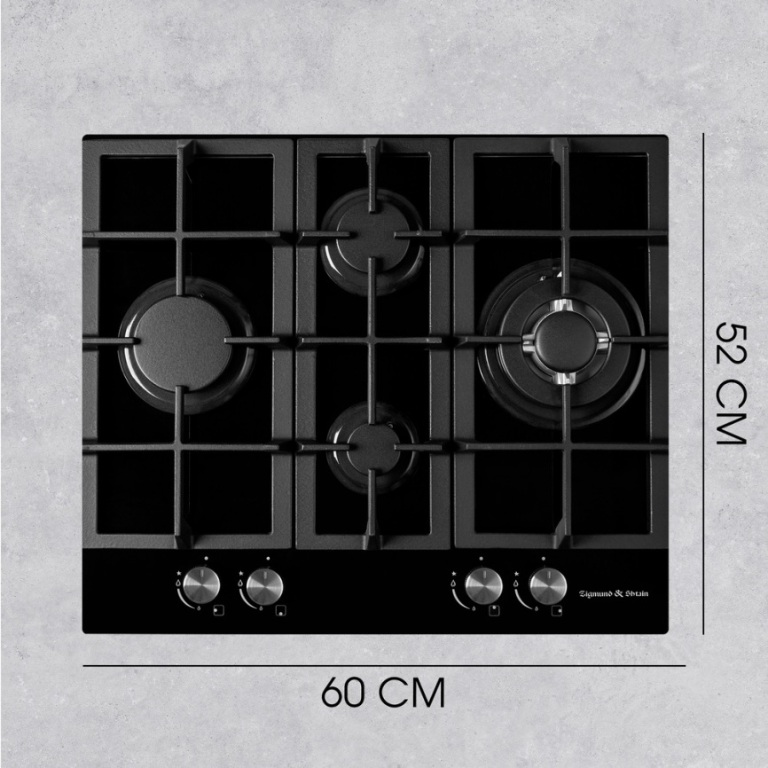 Газовая варочная панель Zigmund & Shtain MN 155.61 B 60 см, 4 конфорки электроподжиг газконтроль, черный фото 11