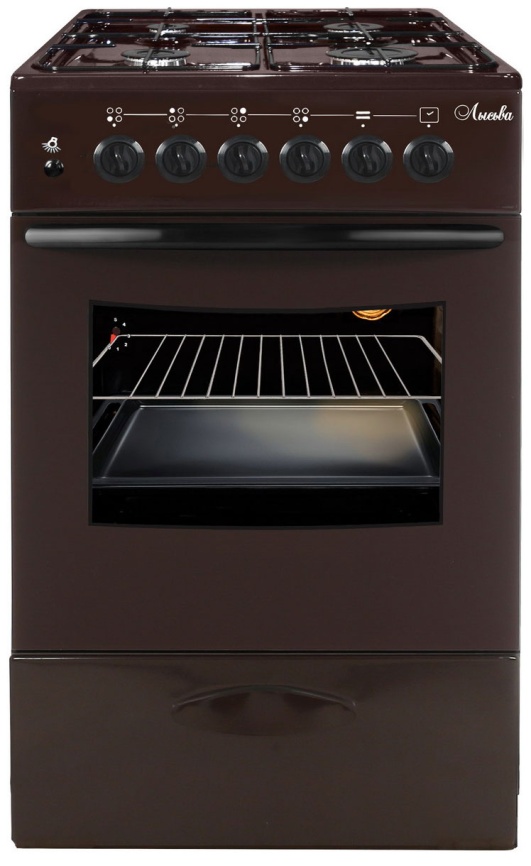 Газовая плита Лысьва ГП 40р0 МС-2у 50 см, 57 л, 4 конфорки, коричневый фото 1