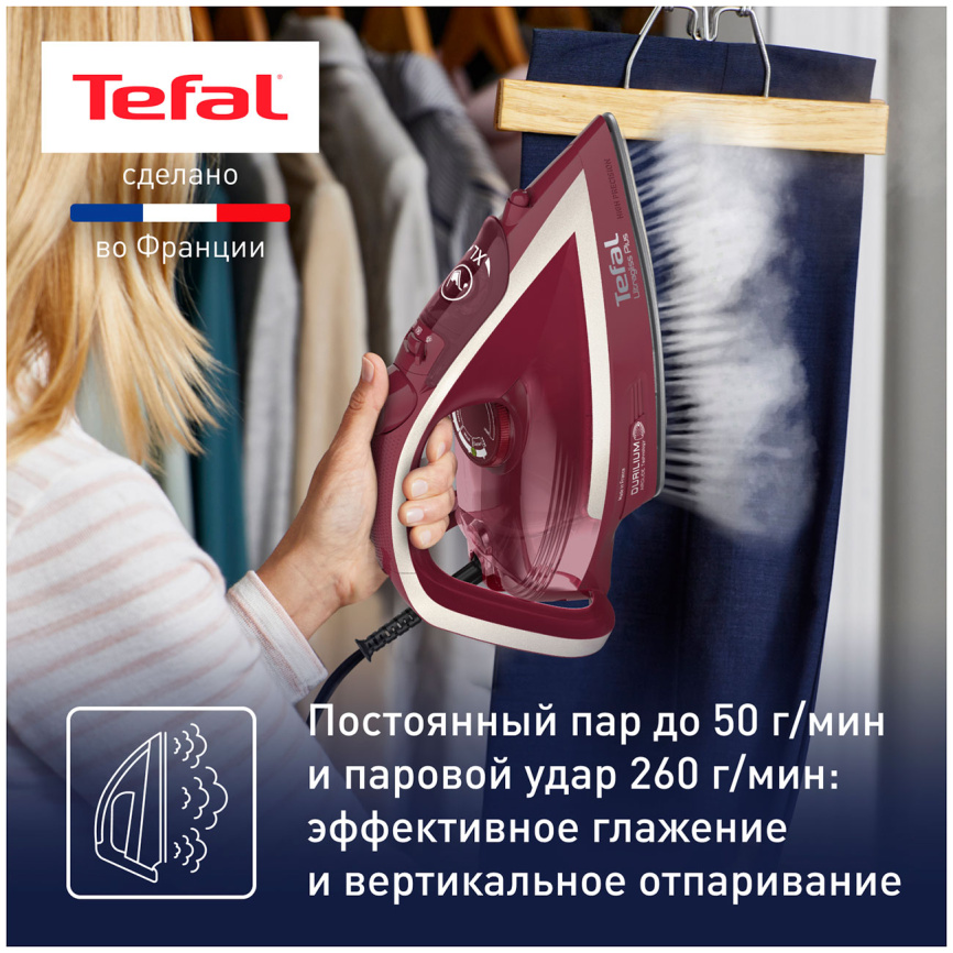 Утюг Tefal Ultragliss Plus FV6820E0, красный фото 4