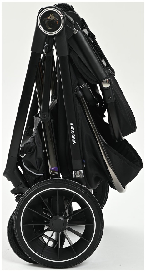 Коляска 2 в 1 Ining Baby Коляска 2 в 1 Ining Baby KR350 black,  люлька, прогулочный блок фото 18