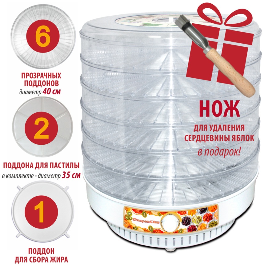 Сушилка для овощей Ветерок Ветерок-2 Люкс прозрачные уровни крышка прозрачная фото 2