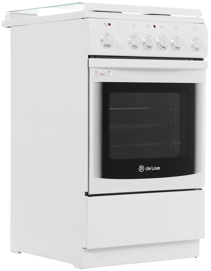 Электроплита De luxe 506004.03 50 см, 50 л, 4 конфорки, белый фото 4