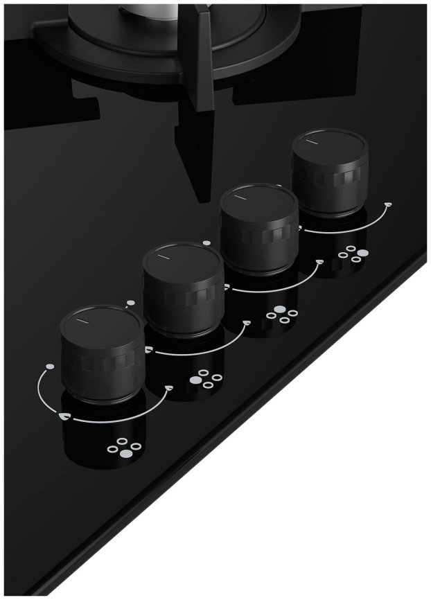 Газовая варочная панель Beko HING642202SB 64 см, 4 конфорки электроподжиг газконтроль, черный фото 2