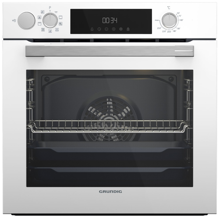 Электрический духовой шкаф Grundig GEBM12300WSA 59 см, 72 л гриль конвекция, белый фото 1