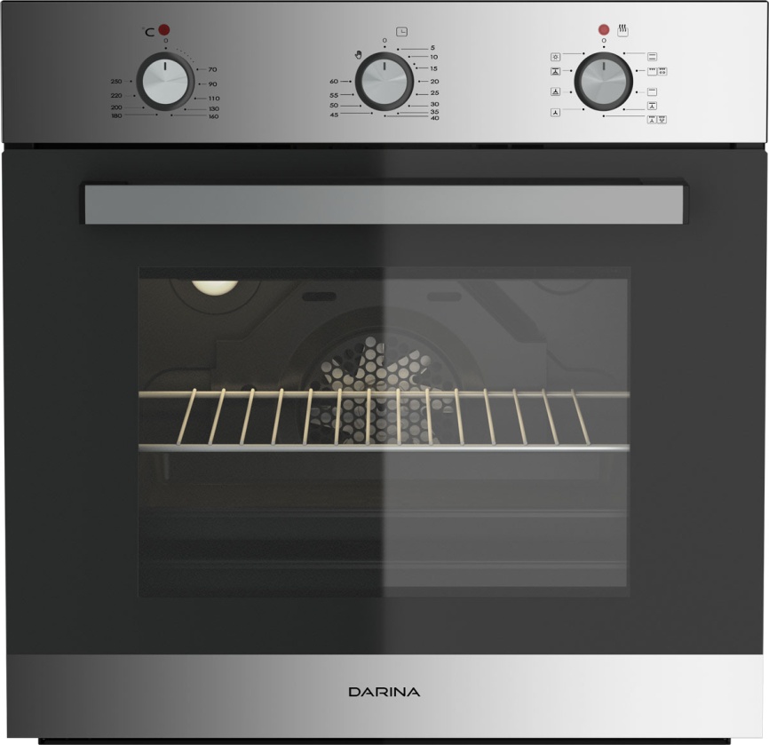 Электрический духовой шкаф Darina 1U5 BDE 112 707 X3 59 см, 65 л гриль конвекция, серебристый фото 1