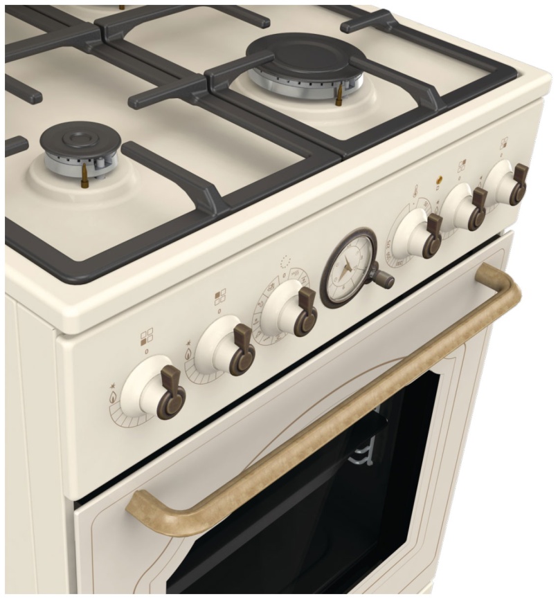 Комбинированная плита Gorenje GKS5B70CLI 50 см, 70 л, 4 конфорки, бежевый фото 9