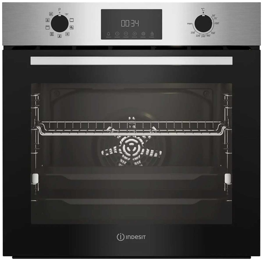 Электрический духовой шкаф Indesit IFE 3841 J IX 59 см, 72 л гриль конвекция, серебристый фото 1