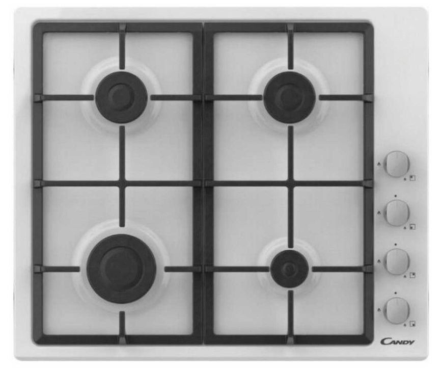 Газовая варочная панель Candy CHG6LW 59 см, 4 конфорки электроподжиг газконтроль, белый фото 1