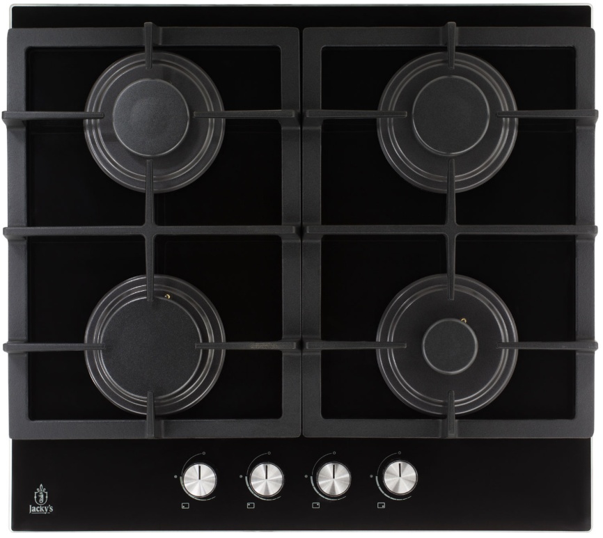 Газовая варочная панель Jacky's JH GB633 58 см, 4 конфорки электроподжиг газконтроль, черный фото 1