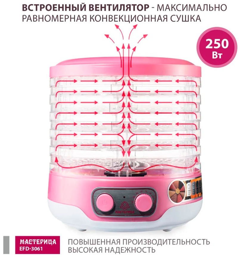 Сушилка для овощей Мастерица EFD-3061, розовый перламутр фото 9