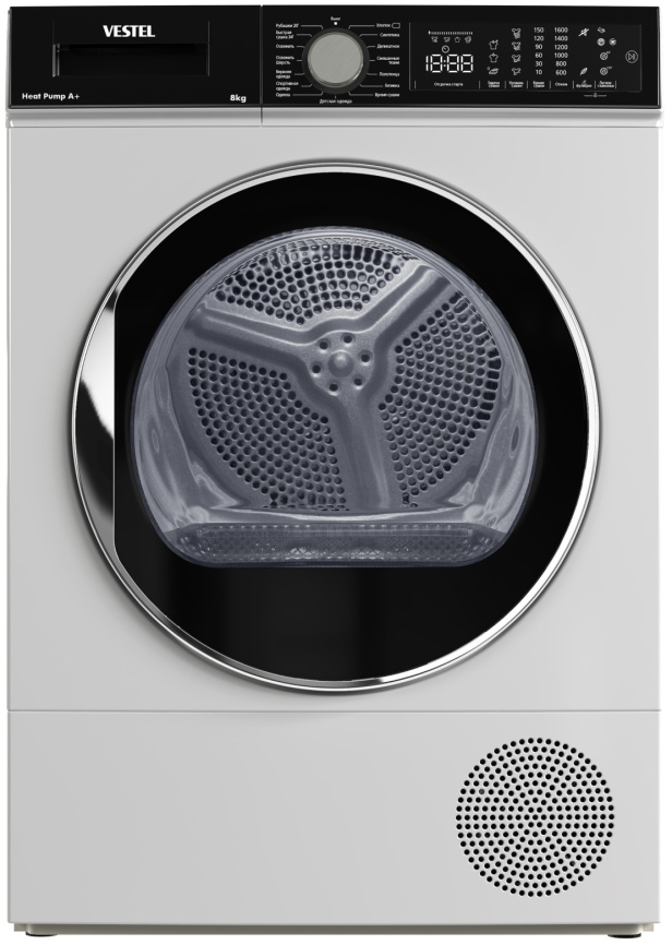 Сушильная машина Vestel Сушильная машина с тепловым насосом Vestel TDH8T300B, 8кг, белый фото 2