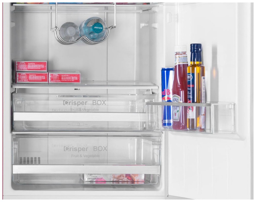 Двухкамерный холодильник Maunfeld MFF186NFRR No frost, красный фото 4