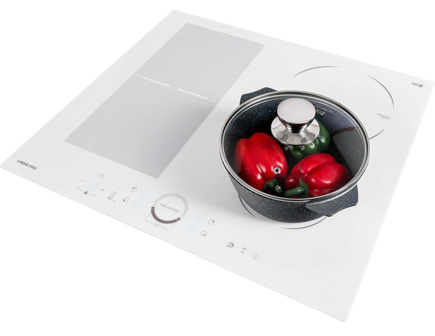 Электрическая варочная панель Hiberg i-MS 6049 W 59 см, 4 конфорки стеклокерамика, белый фото 6