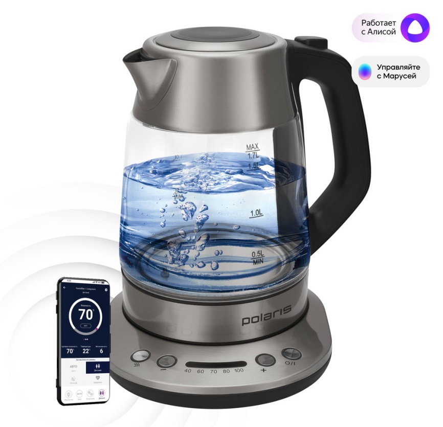 Чайник электрический Polaris PWK 1775CGLD WIFI IQ Home, матовый фото 3