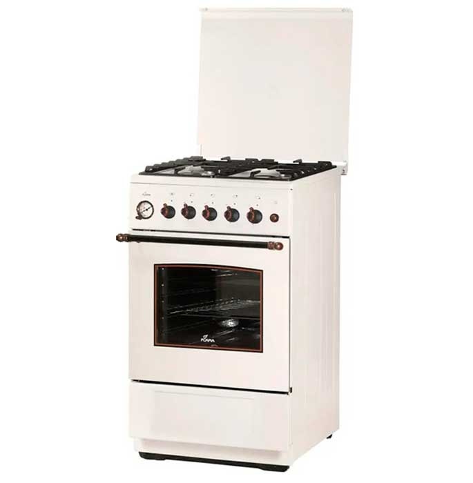 Газовая плита Flama BG 2421 W1 50 см, 50 л, 4 конфорки, бежевый фото 1