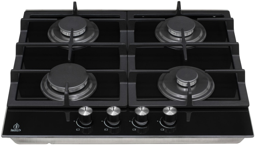 Газовая варочная панель Jacky's JH GB633 58 см, 4 конфорки электроподжиг газконтроль, черный фото 3