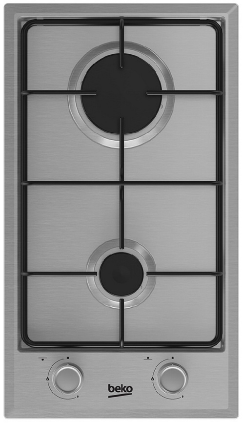 Газовая варочная панель Beko HDCG 32220 FX 28 см, 2 конфорки электроподжиг газконтроль, серебристый фото 1