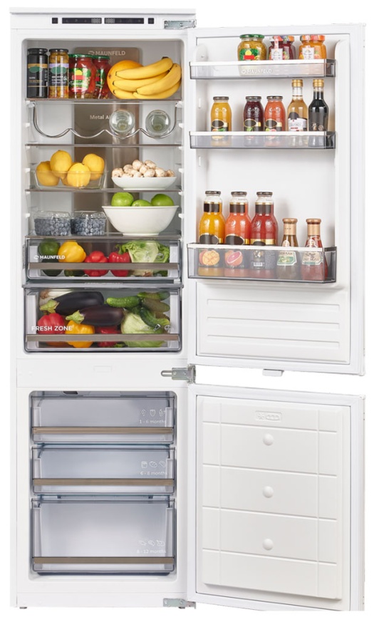Встраиваемый двухкамерный холодильник Maunfeld MBF177NFWHGR Inverter No frost, белый фото 4