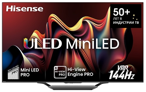 Телевизор Hisense 65U7NQ, 65 дюйма, 4K Ultra HD, смарт ТВ, VIDAA, серый фото 1