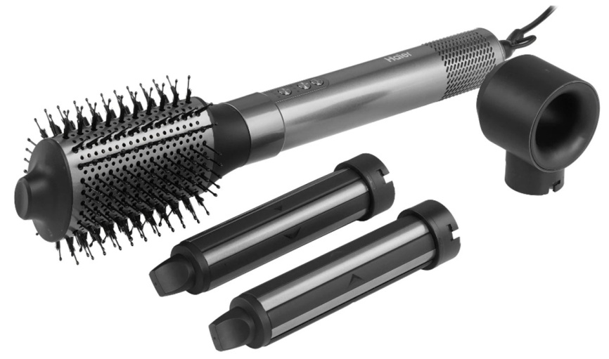 Фен-щетка Haier Фен-щетка стайлер Haier HHS-602 1400 Вт, 9 режимов, 4 насадки, графит фото 1