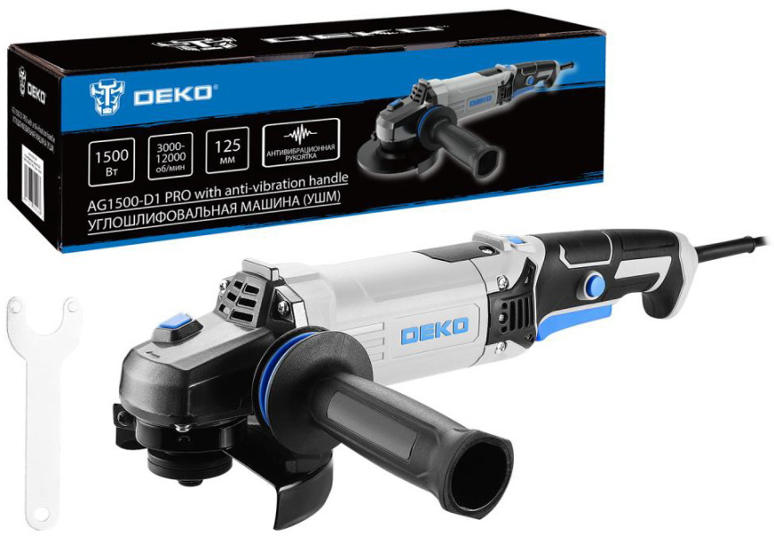 Угловая шлифовальная машина (болгарка) Deko AG1500-D1 PRO, 125 мм, 1500 Вт (083-1028) фото 1