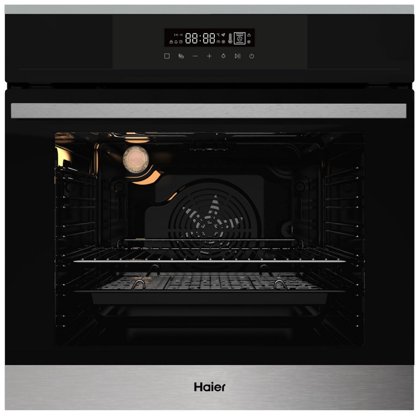 Электрический духовой шкаф Haier HOX-FP3ABX 59 см, 76 л, гриль и конвекция, черный фото 1