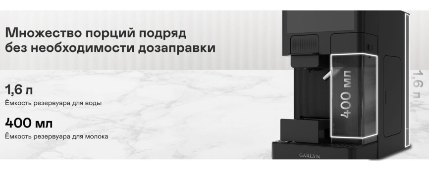 Кофеварка Garlyn Barista Compact, 1350 Вт, давление 20 бар, черный фото 16