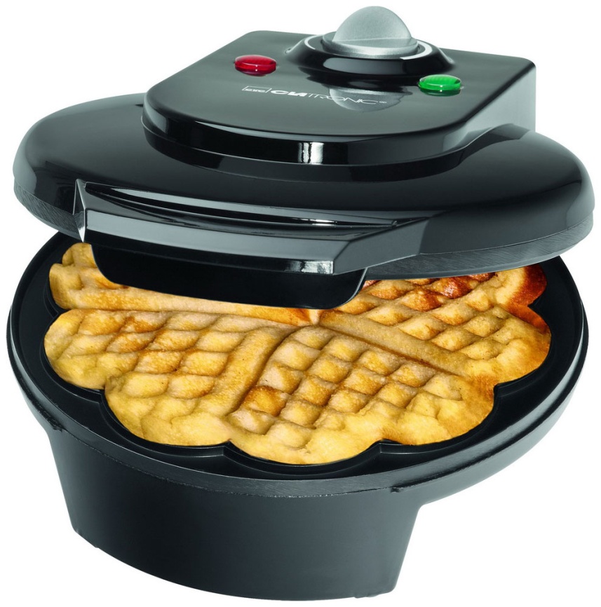 Вафельница Clatronic WA 3491 schwarz, мощность 1200 Вт, 2 световых индикатора фото 1