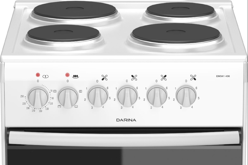 Электроплита Darina B EM 341 406 W 50 см, 4 конфорки, белый фото 2