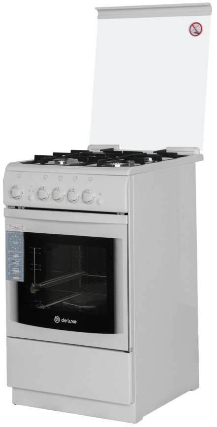 Газовая плита De luxe 506040.04 г 50 см, 54 л, 4 конфорки, белый фото 3