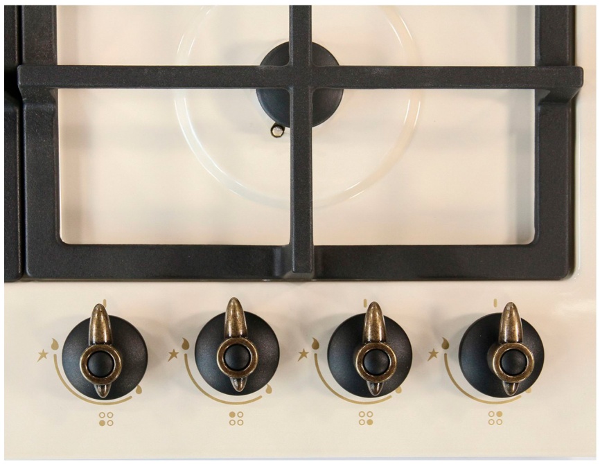 Газовая варочная панель De luxe TG4 750231 F- 072 60 см, 4 конфорки, топленое молоко фото 3