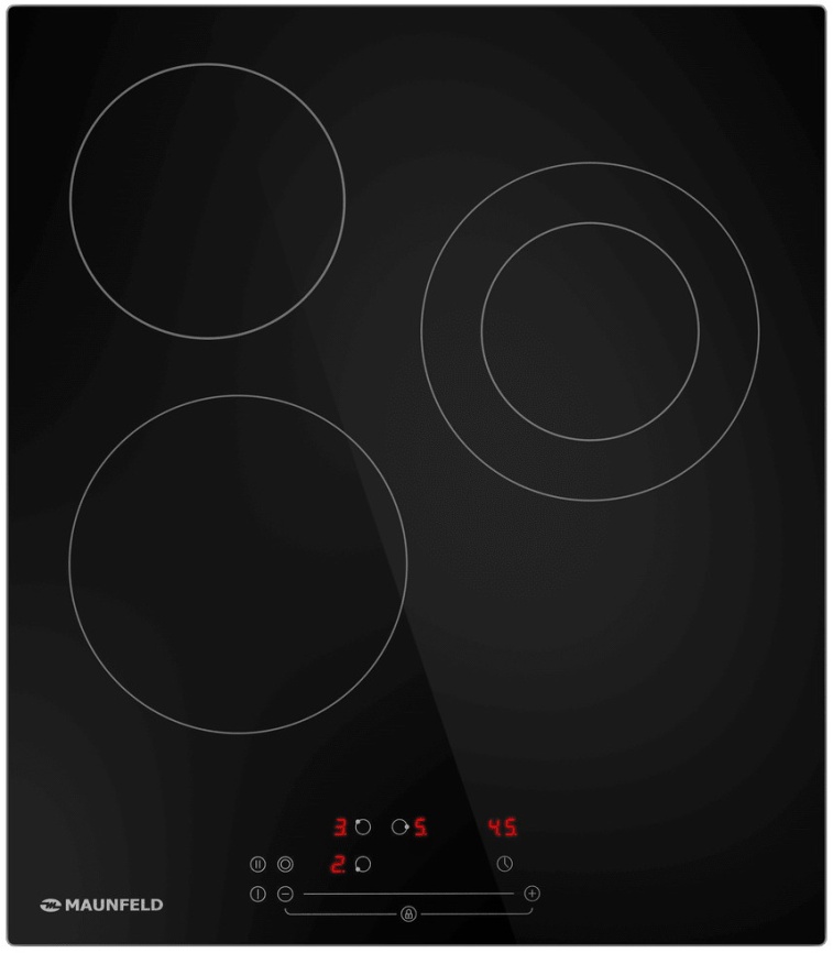 Электрическая варочная панель Maunfeld EVCE.453.D-BK 45 см, 3 конфорки стеклокерамика, черный фото 1