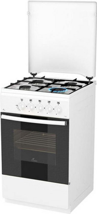 Газовая плита Flama FG 2402 W 50 см, 50 л, 4 конфорки, белый фото 1