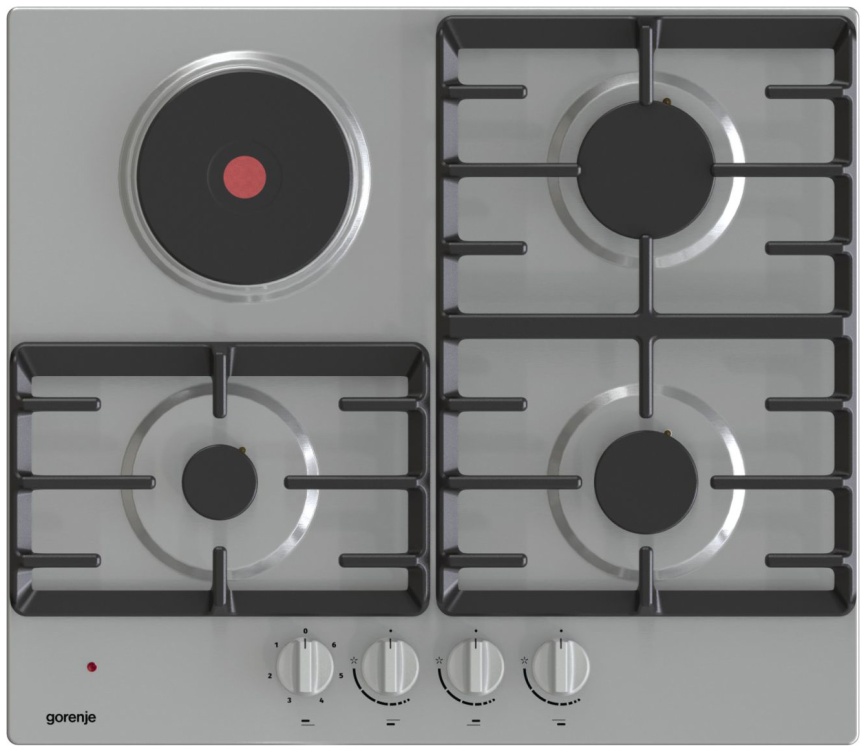 Комбинированная варочная панель Gorenje GE681X 60 см, 4 конфорки газконтроль, серебристый фото 1