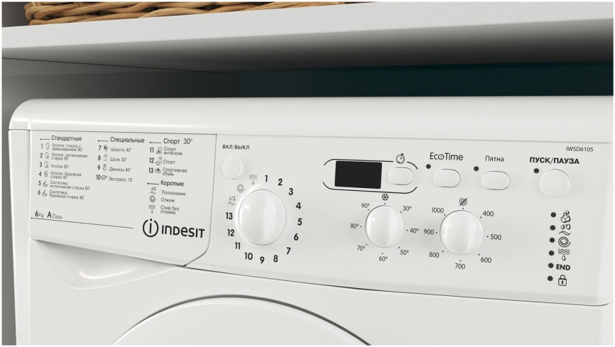 Стиральная машина Indesit IWSD 6105 (CIS) L автомат 6 кг, белый фото 8