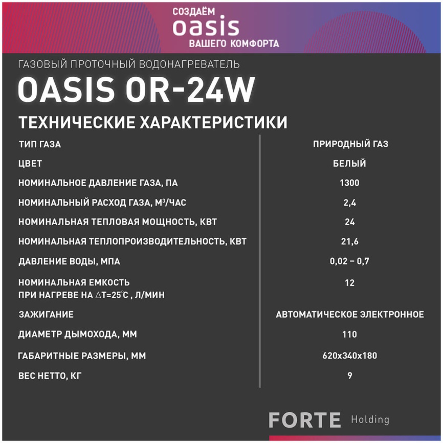 Газовый водонагреватель Oasis OR-24 W белый фото 10