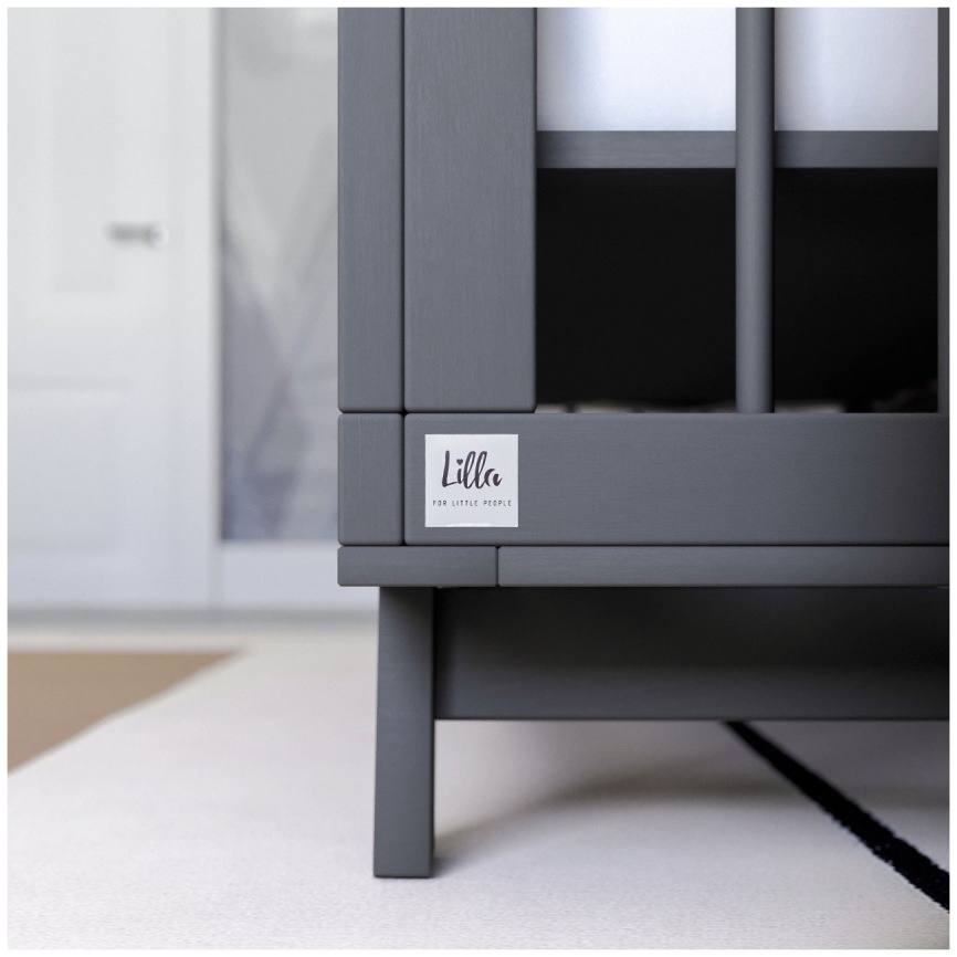Кроватка для новорожденного Lillaland Lilla Aria темно-серая фото 7