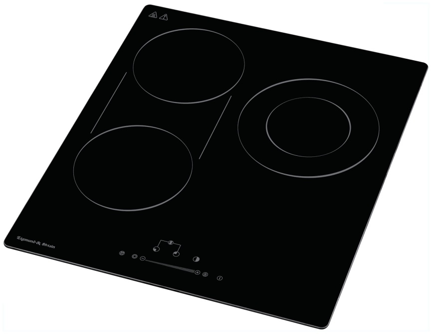 Электрическая варочная панель Zigmund & Shtain CN 42.4 B 45 см, 3 конфорки стеклокерамика электроподжиг, черный фото 4